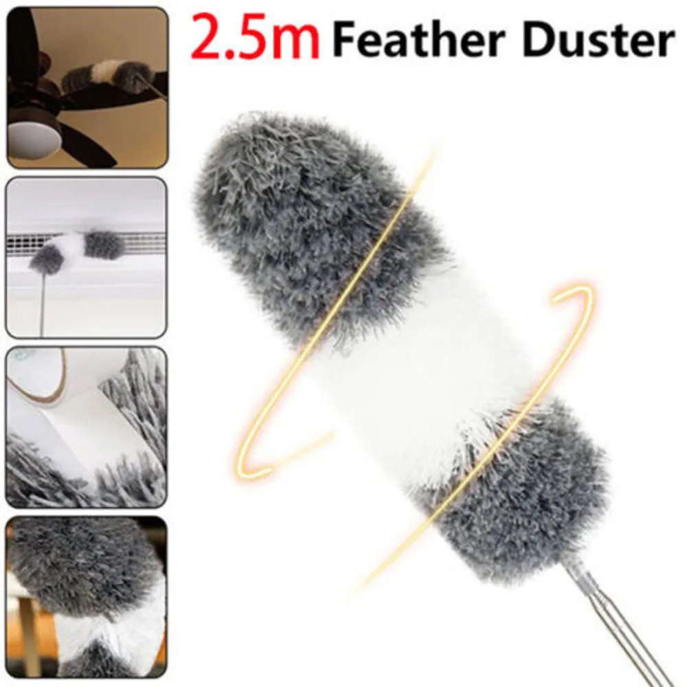 Extendable Handle Feather 250Cm Long Telescc Magic Static Duster Brush