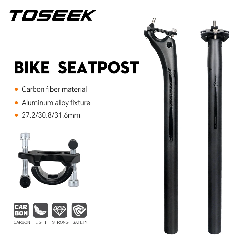 

TOSEEK Carbon Seatpost 27.2 31.6mm Length 400mm Matte Black MTB Road Bike Seat Post Seat Tube Bicycle Parts MTB Carbon Canoe