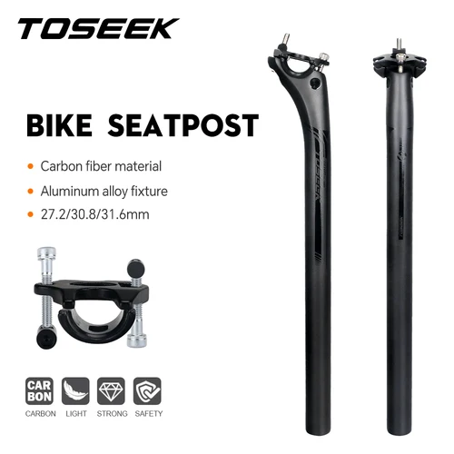 Imagen 1 del producto TOSEEK tija de sillín de carbono 27,2 31,6mm de longitud 400mm negro mate MTB tija de sillín de bicicleta de carretera tubo de sillín piezas de bicicleta MTB canoa de carbono
