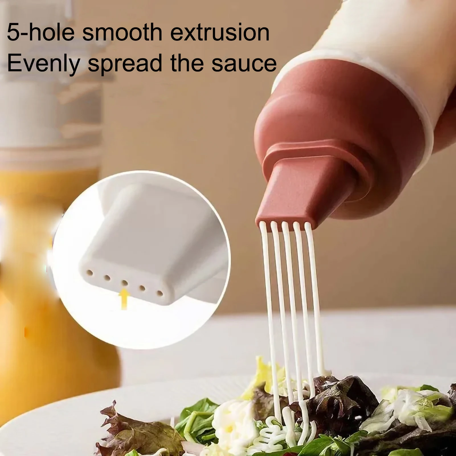 350ml 5 Hole Squeeze Condiment With Nozzles Plastic Ketchup Mustard Hot Sauces Olive Oil Bottles Kitchen Accessories