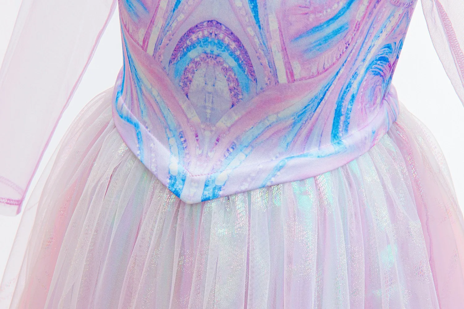 Glänzendes Tüll-Prinzessinnenkleid für Mädchen, langes, transparentes Netzkleid mit Rüschenärmeln für Geburtstag, Halloween-Party, Cosplay – Detail 6