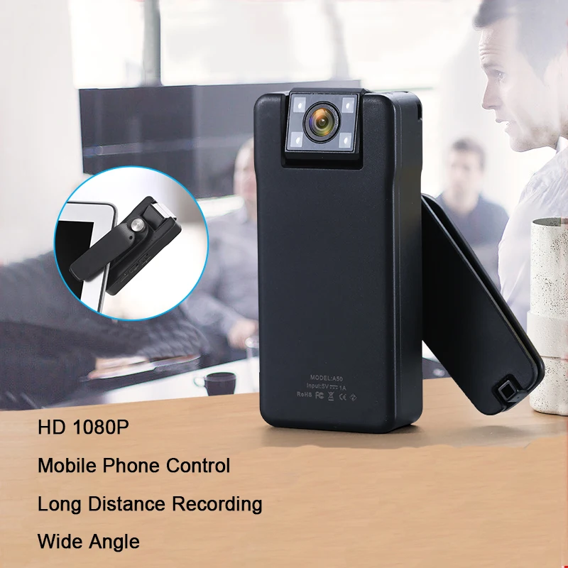 

Yaergor A50 1080P WIFI Mini Camera Remote Control 150 Degrees Wide Angle Motion Dection Bodycam with Rotating Back Clip