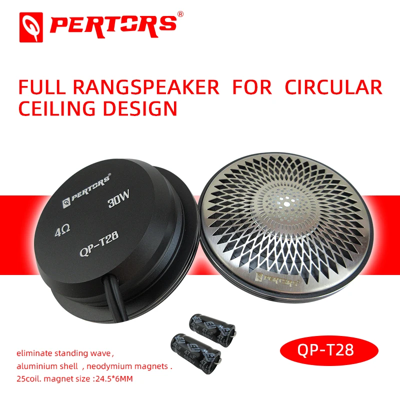 

3-inch Middle Speaker . Car Audio 4 Ohm QPERTORS BRAND QP-T28 Full Rangspeaker for Circular Ceiling Design