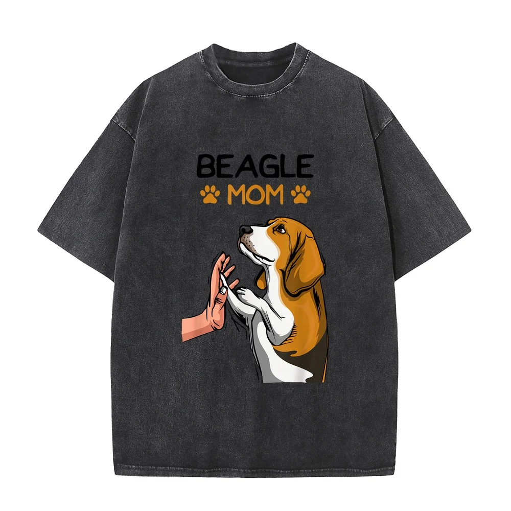 Beagle Dogs Mum Mummy T-Shirt Graphic T Shirts Tops Autumn Full Size Life Style Cotton Tee Unisex Shirt Puppy Fan Casual Round