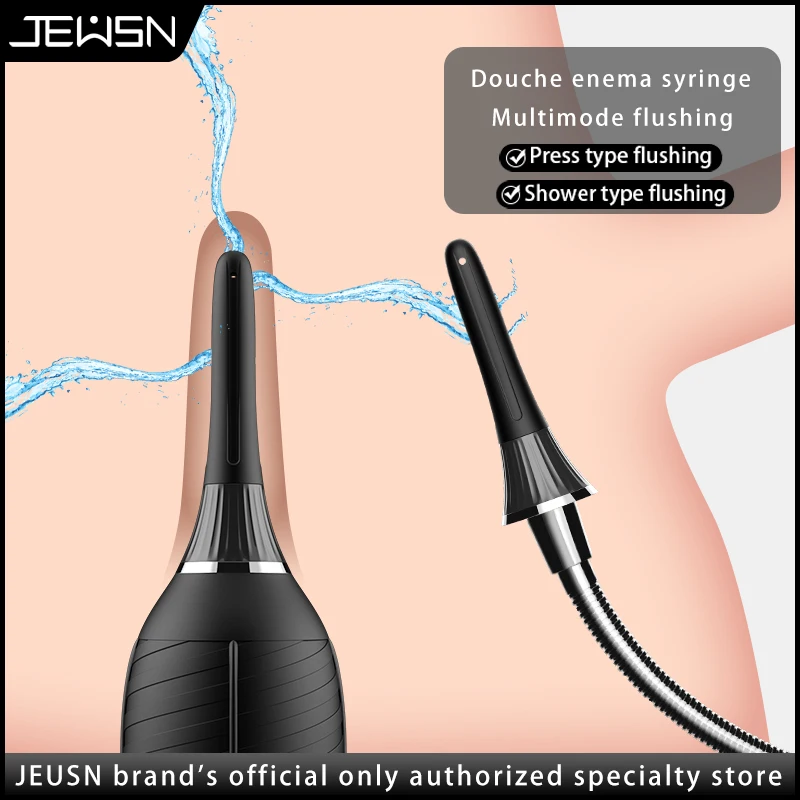 Jeusn Silicone douche enema syringe shower cleaning head anal beads butt plug attachment nozzle tip gay sex toy for man woman