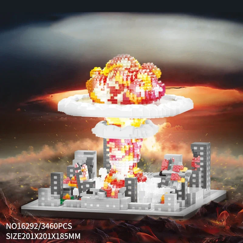 

Balody Nuclear Explosion Mushroom Cloud Micro Building Blocks City Fall Mini Bricks Cool Warfare Model Toys For Boy Gift