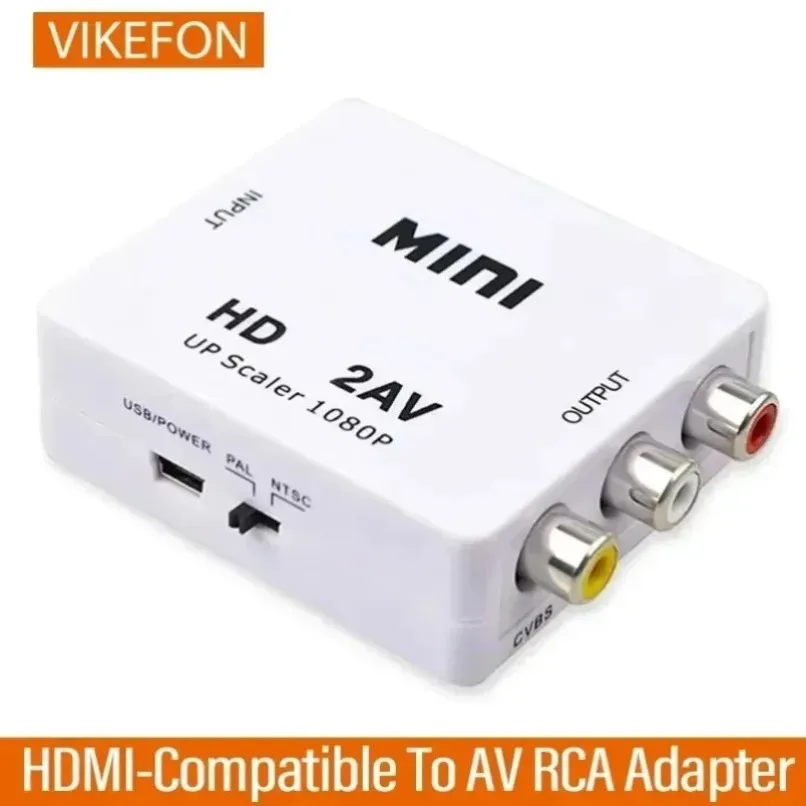 Portable 1080P HDMI to AV RCA Video Converter Plug and Play HD Audio Adapter for TV DVD Player Game Console Home Travel Office