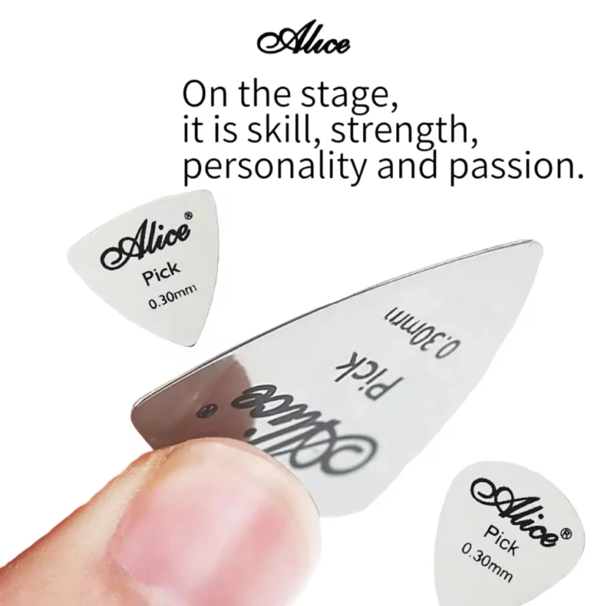 Alice 10Pcs Metal Guitar Pick 0.3mm Thin Durable Silver Color Professional Bass Ukelele Guitar Picks Guitar Amplifier Bass Guita