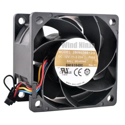 2B06038B12G 6cm 60mm fan 60x60x38mm DC12V 2.20A Dual ball bearing high-speed cooling fan for server power supply