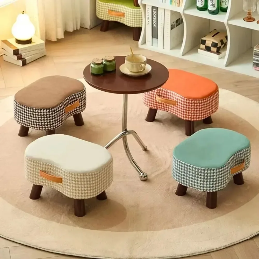 Small Low Stool Living Room Sofa Pedal Stool Simple High-end Coffee Table Repose Chair Soft Bag Small Household Bench Furniture