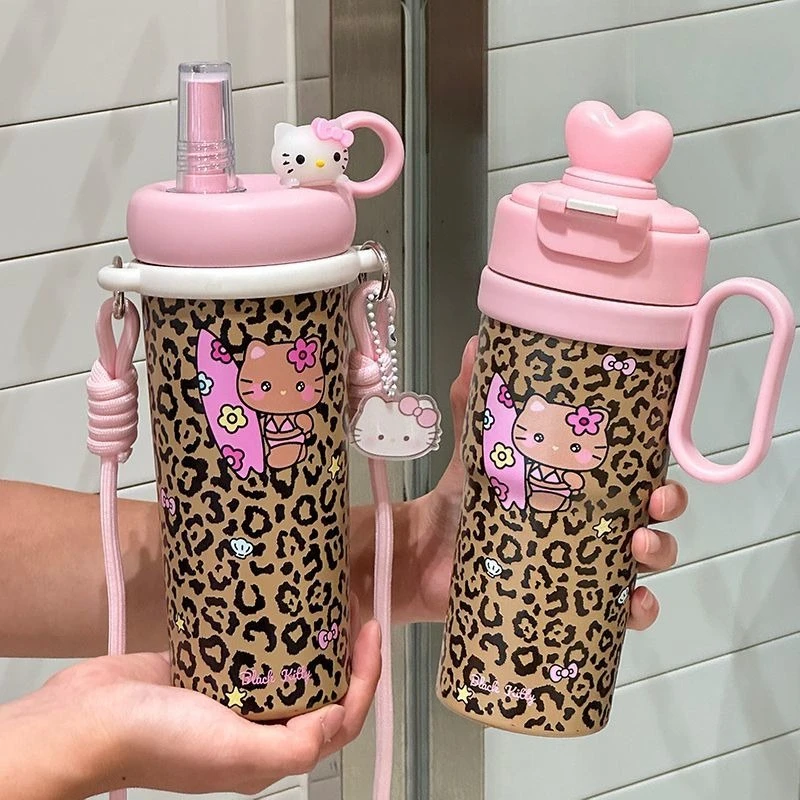 

Sweet Hello Kitty Anime Kawaii Sanrio Water Cup Cute Cartoon Girls Students Stainless Steel Bottle Children Birthday Gifts Toys
