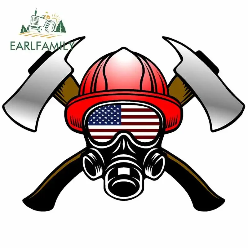 EARLFAMILY 13cm x 9.4cm For Fire Helmet Flag Repair Car Stickers Cartoon Decal Personality Creative Scratch-proof Decoration