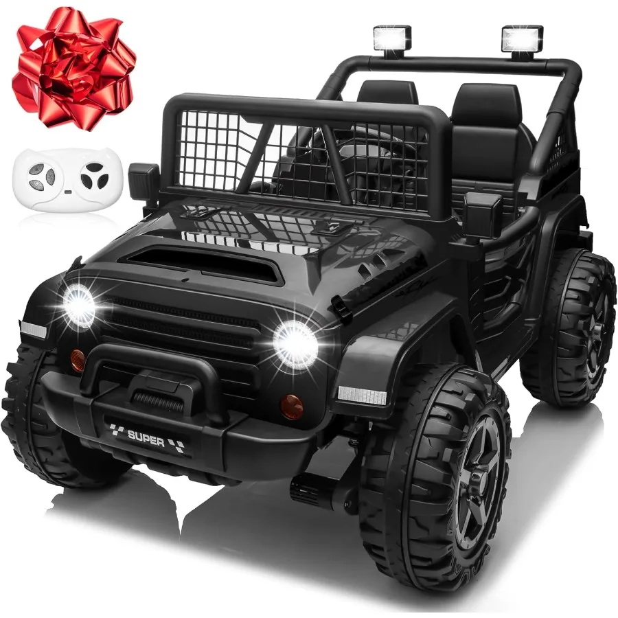 24V XL Ride on Car with Remote Control, 2 Seater 4WD/2WD Switchable Electric Car for Kids w/20 Inch Wide Seat, 4X200W Power Car