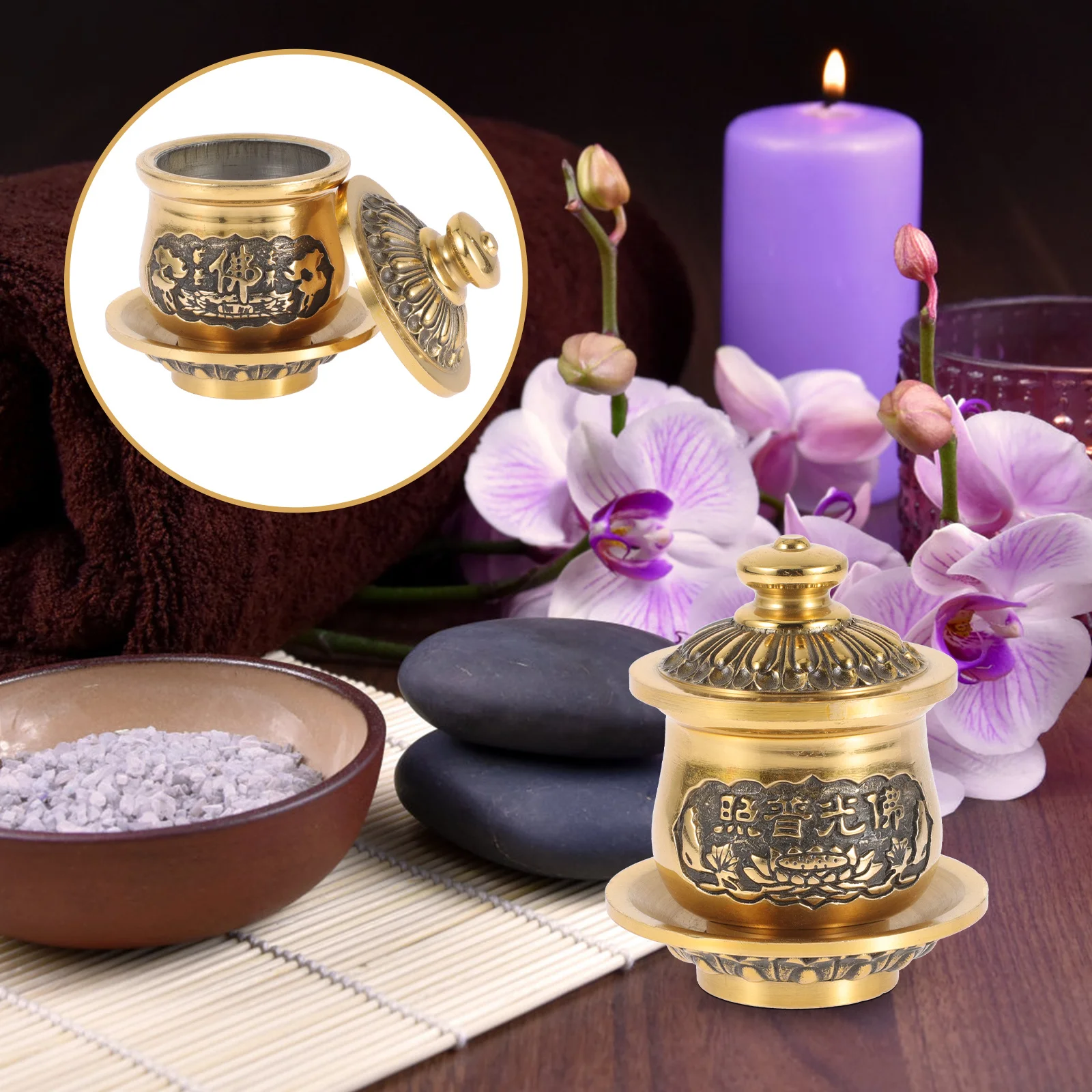 Buddhist Copper Cup Exquisite Holy Water Offering Container Ritual Bowl for Temple Worship Water Offering Cup