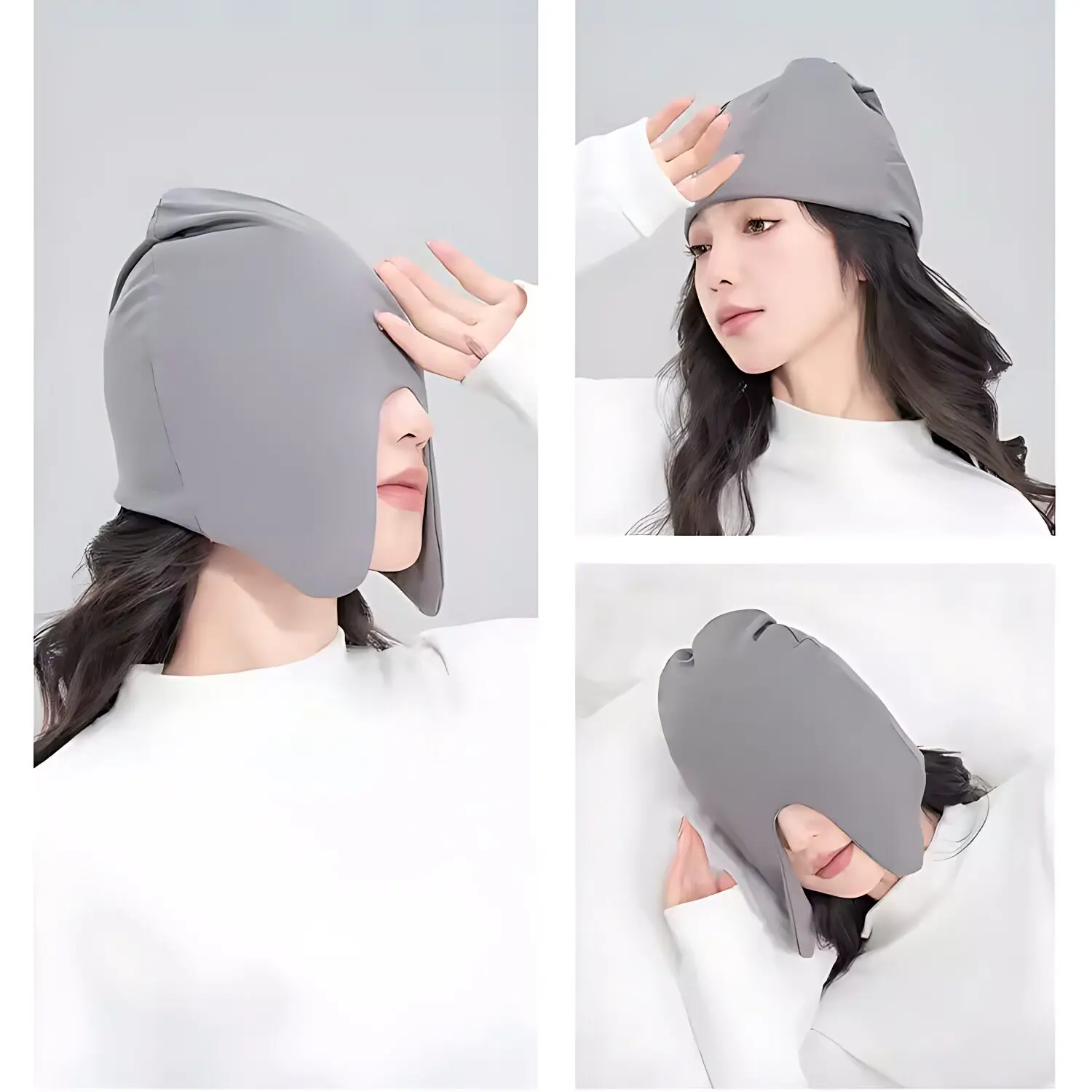 男性と女性のための一体型スリープキャップ、エアコン付きの部屋用通気性コットンアイマスク、風や片頭痛を防ぐヘッドカバー