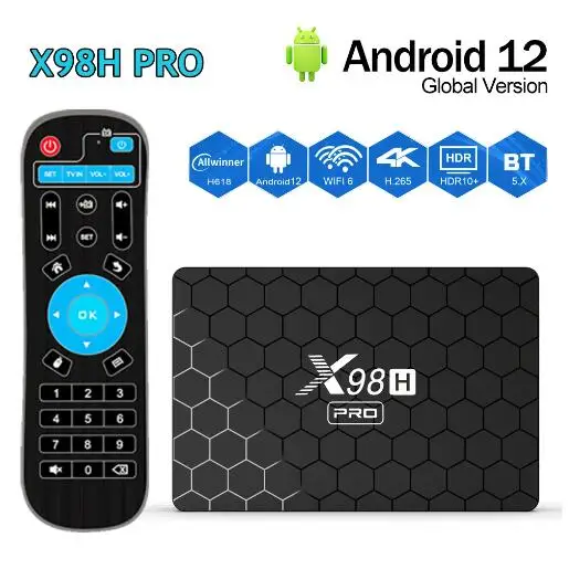 Original X98H PRO Android 12 OS Smart TV BOX H618 2.4G 5G Wifi6 4GB 64GB HD input Set Top BOX 1000M Media Player  BT5.0 H.265