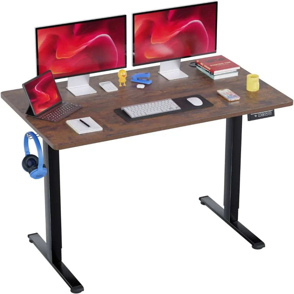 PayLessHere 48 Inch Electric Standing Desk Computer Desk with Large Space and Headphone Holder Office Desk with Electric Lifting