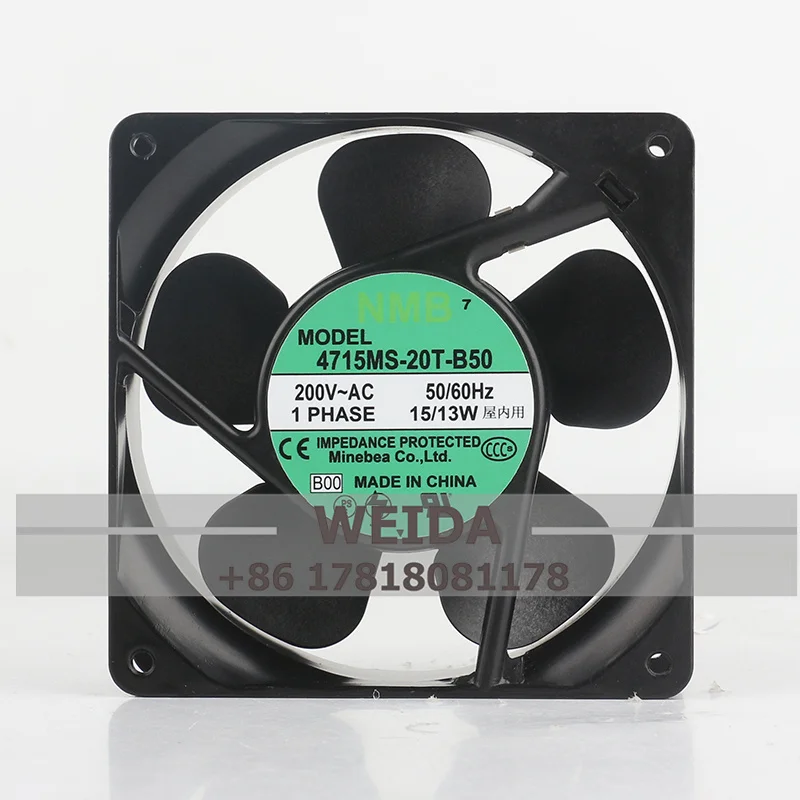 

NMB-MAT 4715MS-20T-B50 4715MS-22T-B50 200V AC 50/60HZ 15/13W 12cm 2900RPM Cabinet Inverter Axial Cooling Fan 120*120*38MM