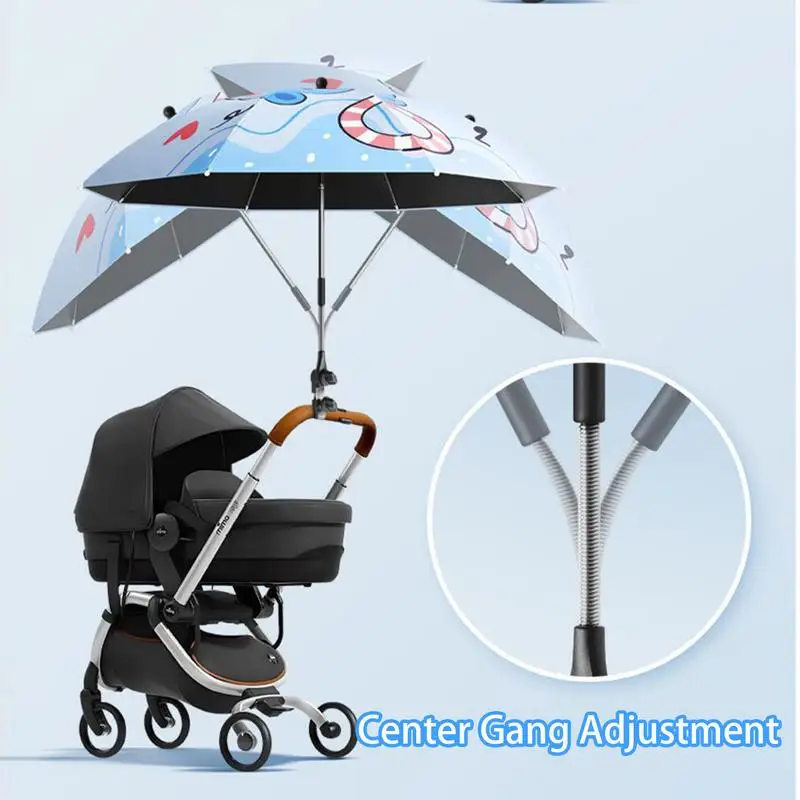 Guarda-chuva com Suporte Durável Bendable, Stroller Pram Parasol, Sun Sombra Acessório para Bicicleta Trolley, ao ar livre, Prova