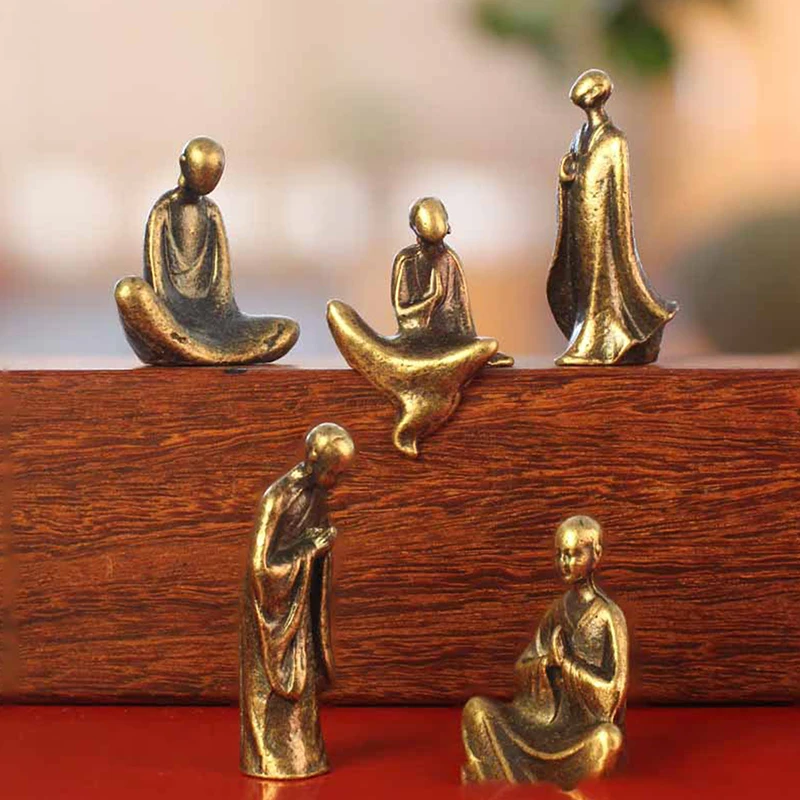 Mini Welcome Pine Miniature Figurine Copper Small Faux Tree Decor For Bonsai Tree Statues Miniature Landscape Decorations