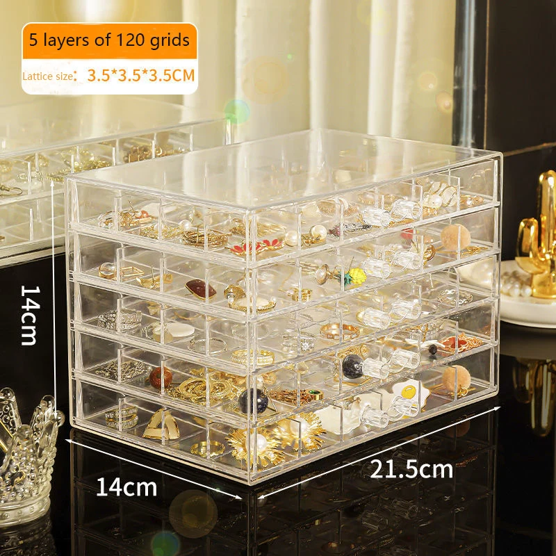 Jewelry Organizer Cosmetic Storage Box Organizer Nail Art Diamond Display Stand Drawer Transparent Acrylic Plastic Box Stackable