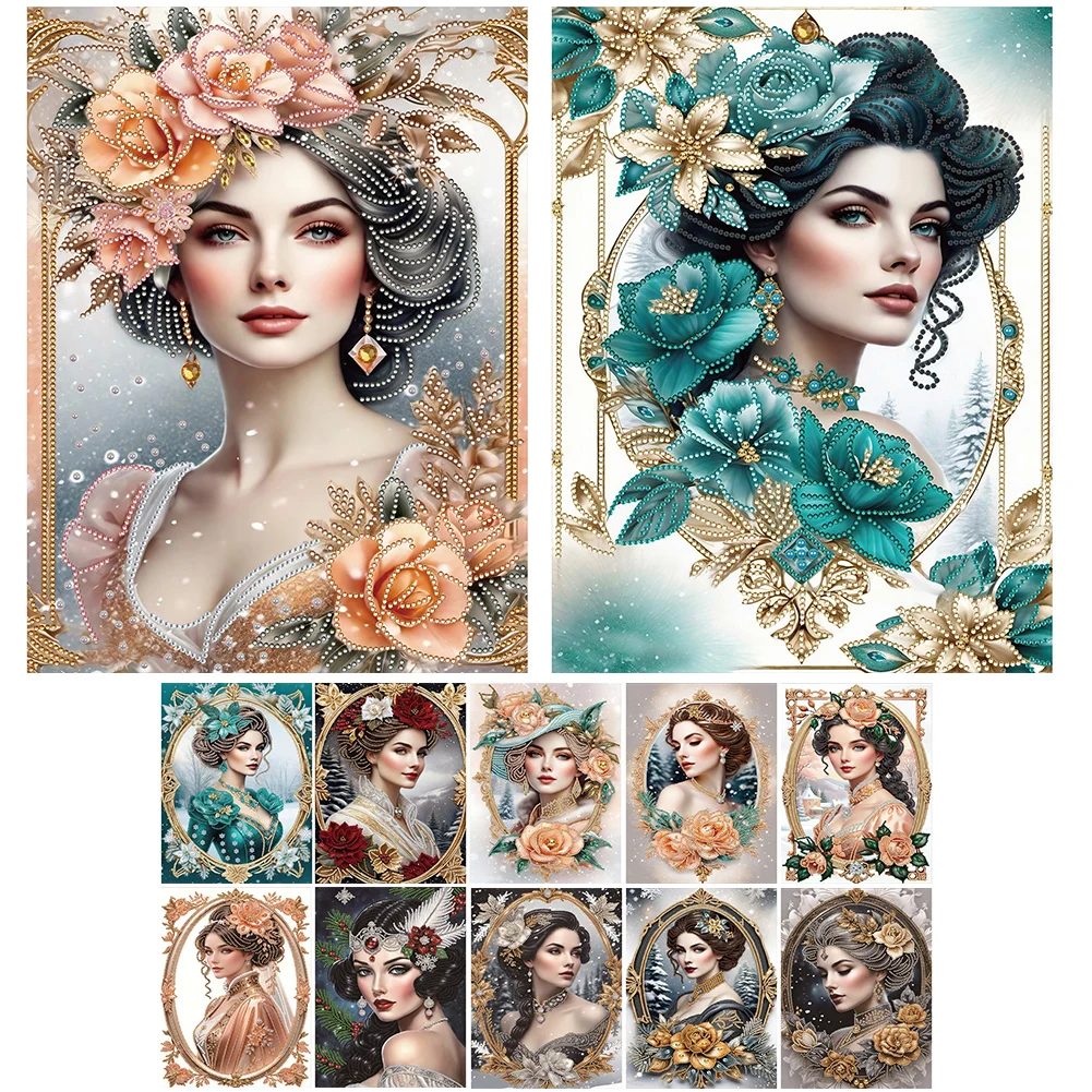 5D DIY Noble Lady Partial Special Shaped Drill Diamond Painting Kit Home Decor