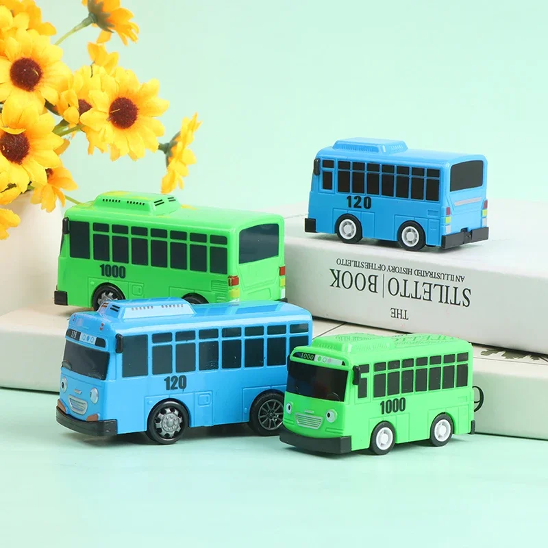 4 pcs/set bus Little Bus Cartoon Pull Back Car Toy Set  Red Yellow Blue Green Bus Car Model Children Kids Educational Gifts