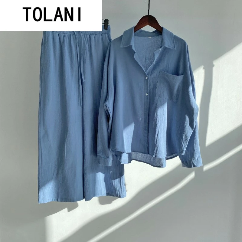 

Женский комплект из 2 предметов, хлопково-льняной костюм, свободные брюки, модная весенняя коллекция, удобный повседневный наряд