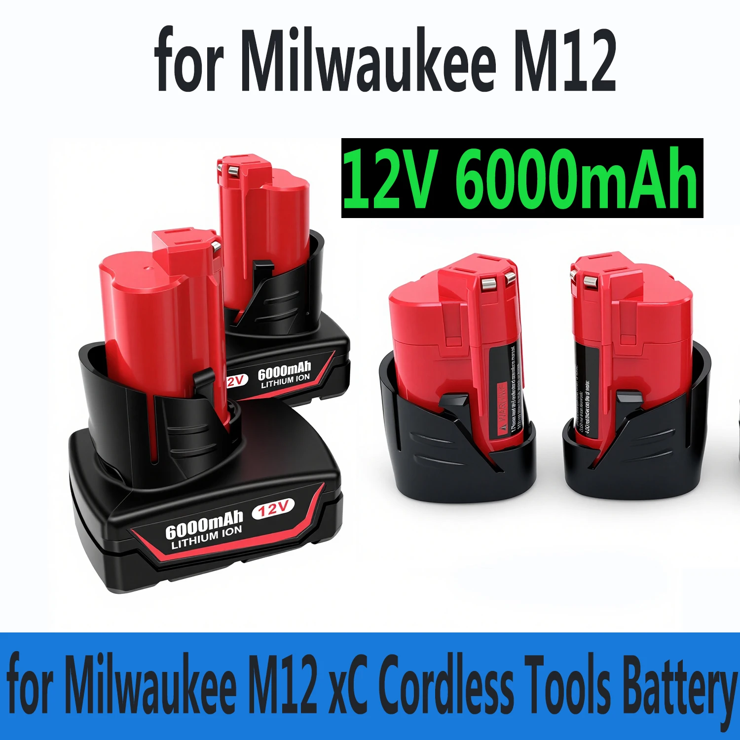 3000mAh/6000mAh12V Battery For Milwaukee Compatible with12V XC 48-11-244048-11-2402 48-11-2411 cordl