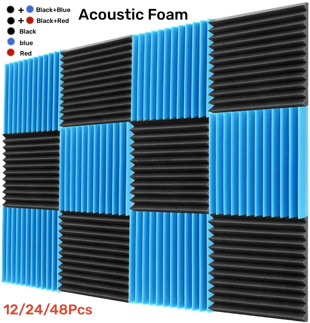12/24/48 Pack Acoustic Foam Panels 30x30x2.5cm Sound Proof Insulation Sponge Pad Soundproofing Studio Foam Wedges Soundproof