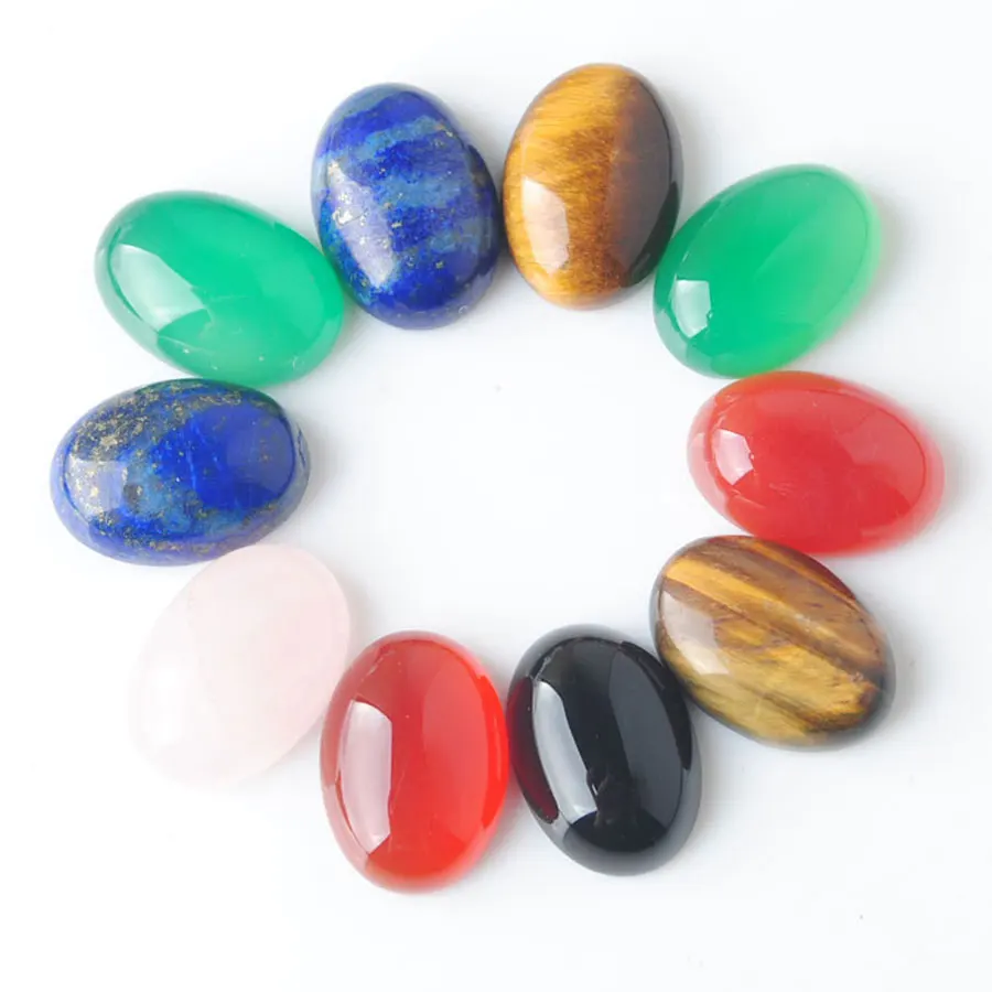 10Pcs/lot Natural Gemstones Mixing Color Oval Cabochon CAB Beads No Hole 15x20x6mm Ring Jewelry Make BU804