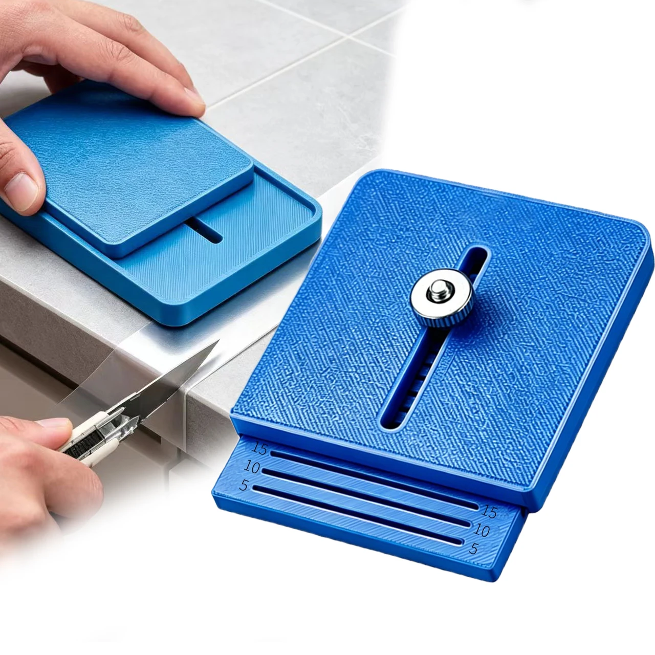 Trimming Tool for Vinyl Laminate Films on Furniture Panels with Scale for Repeatable For Edge Cutting Accuracy