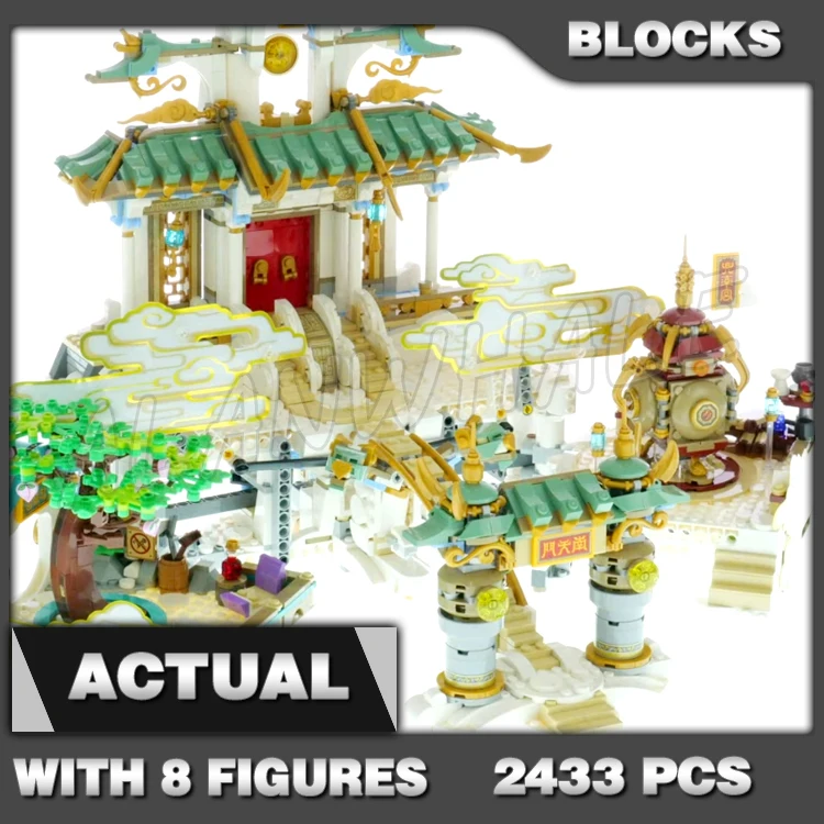 

2433 шт. Monkie Kid Monkey The Heavenly Realms Chiese Palace Flat Peach Cloud 11546 Строительные блоки, игрушки, совместимые с моделью