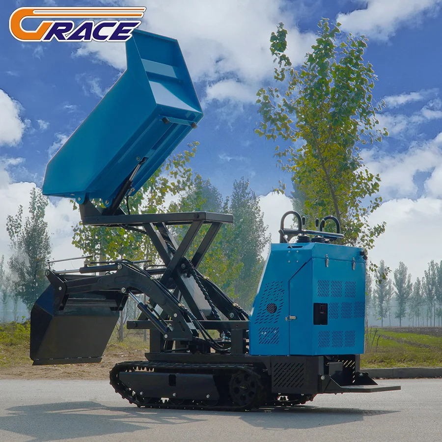 Mini dumper cingolato manuale di qualità Hiqh Trasportatore di scarico idraulico diesel Mini dumper cingolato multifunzionale