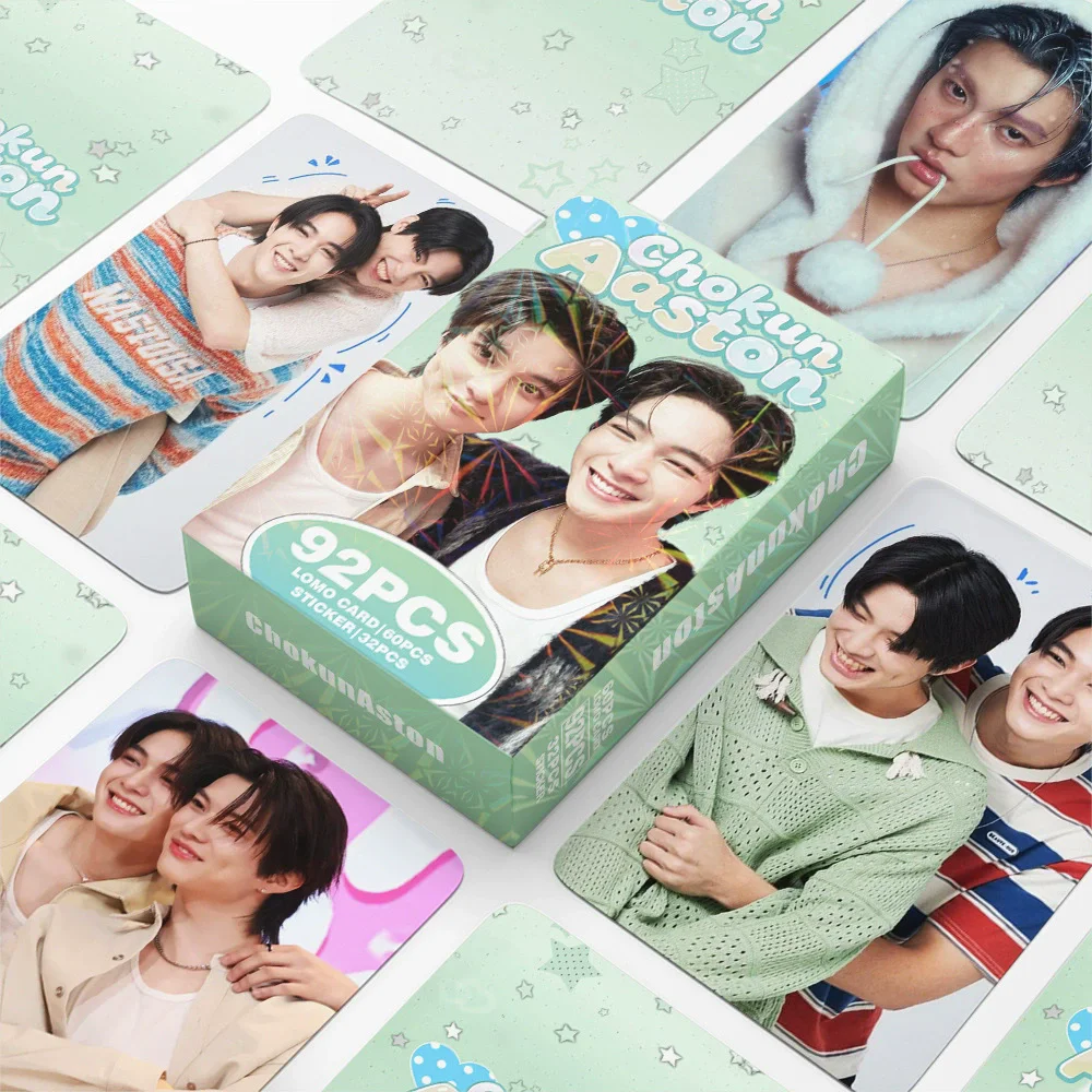 92PCS ChokunAston Lomo Cards Set 60Pcs Photo Cards +32Pcs Stickers Thai BL Actor Collection Cards Fans Merchandise Gift