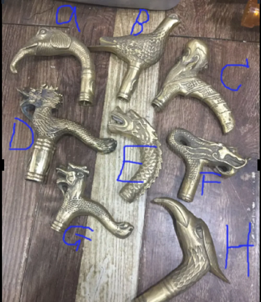 8 style choices Bronze Walking CASTING Crutch Head Walking Stick Dragon Elephant Pigeon Birthday Star Old Man Bird Totem