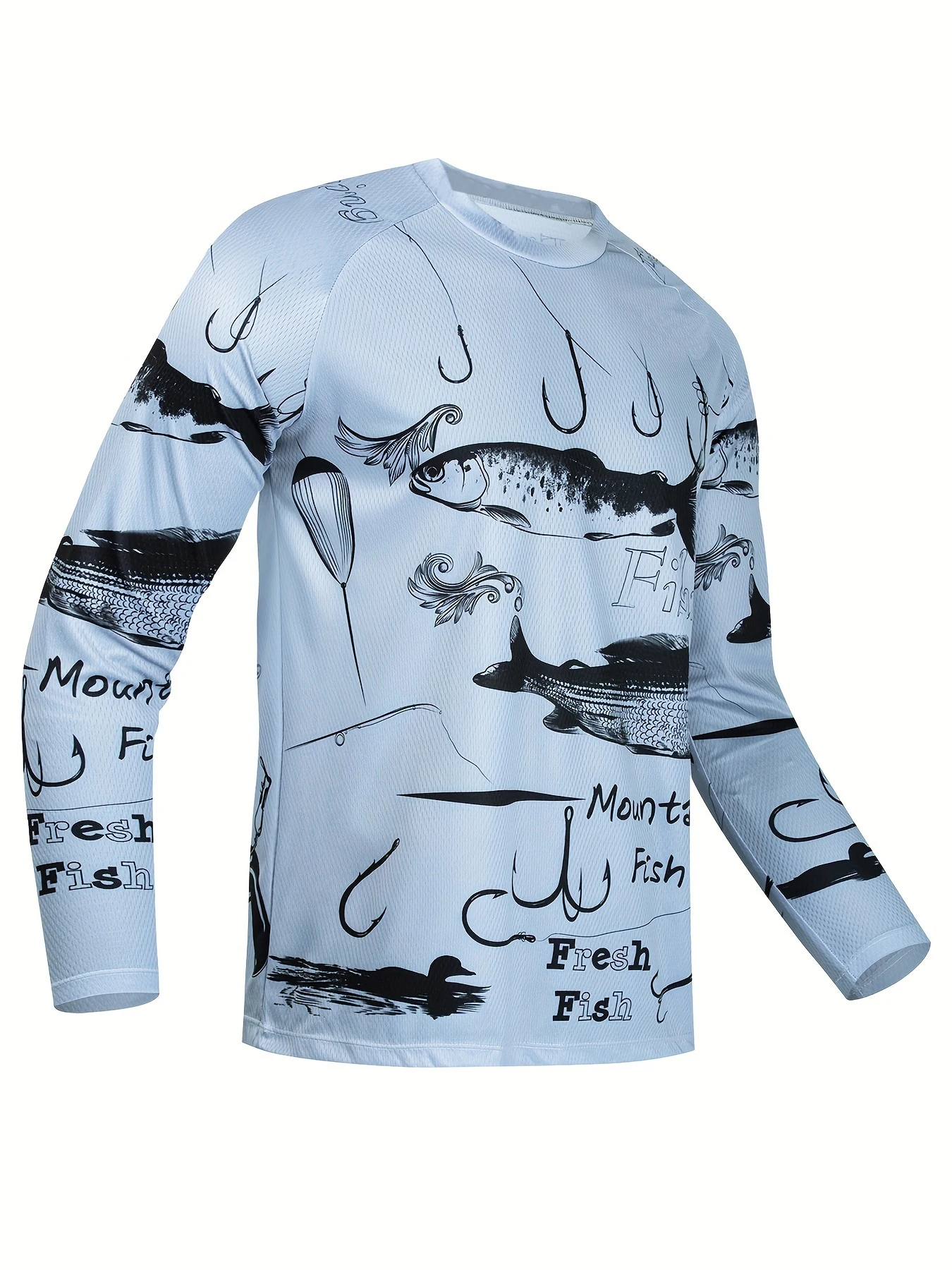 Bass Fish Skeleton Hook Pattern Long Sleeve Fishing Jersey Family Matching Angler Outdoor Printed Casual Daily Wear Tee Top view 5