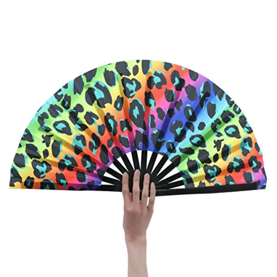 

Women/Men Large UV Glow Rave Handheld Fan for Drag Queen Cosplay EDM Club Party Music Festival Dance Decoration