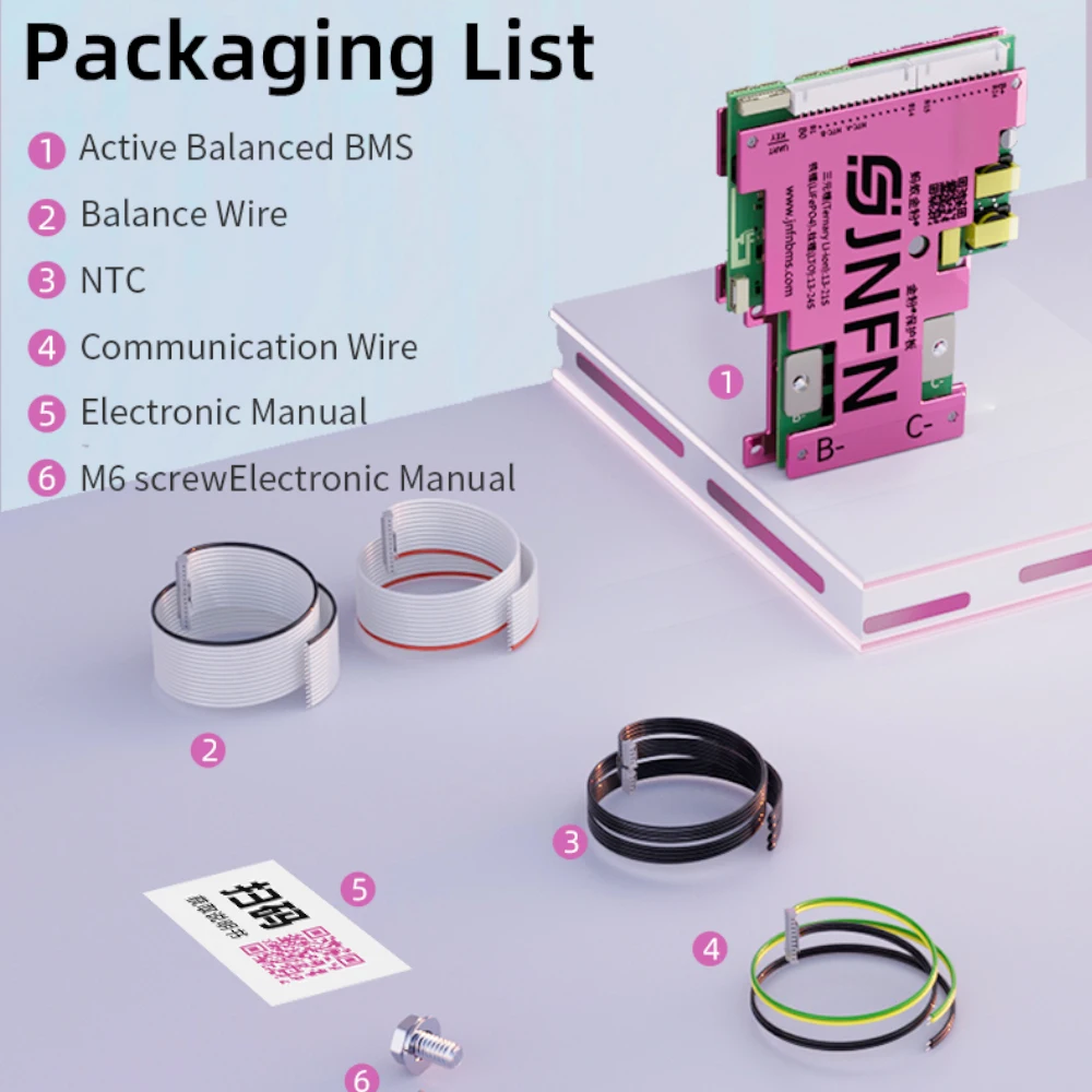 JNFN ANT Smart BMS 2.5A Active Balance 13S 16S 48V 20S 60V 24S 72V 84V 100A 160A 200A 320A Lifepo4 Li-Ion LTO 18650 Battery Pack view 6