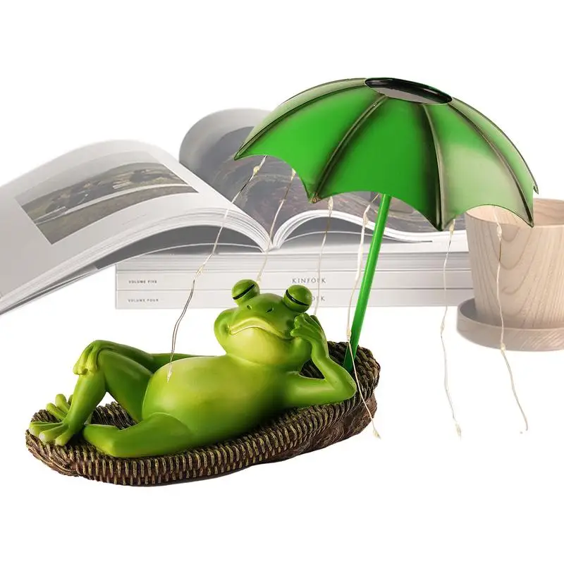 

Solar Garden Frog Statue Solar Frog Umbrella Pond Statues for Trees Flower Beds Fences Sidewalks Solar Powered Frog Ornaments