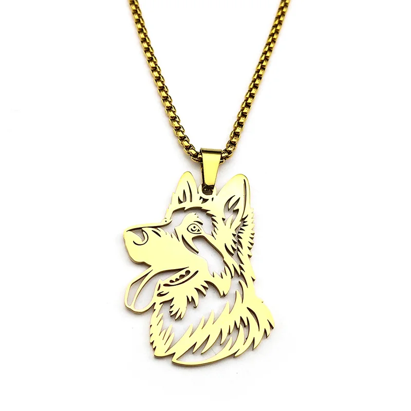 Schöne Deutscher Schäferhund Anhänger Halskette für Frauen Männer Edelstahl Silber Farbe Punk Haustier Welpen Kette Schmuck Geschenke – Detail 7