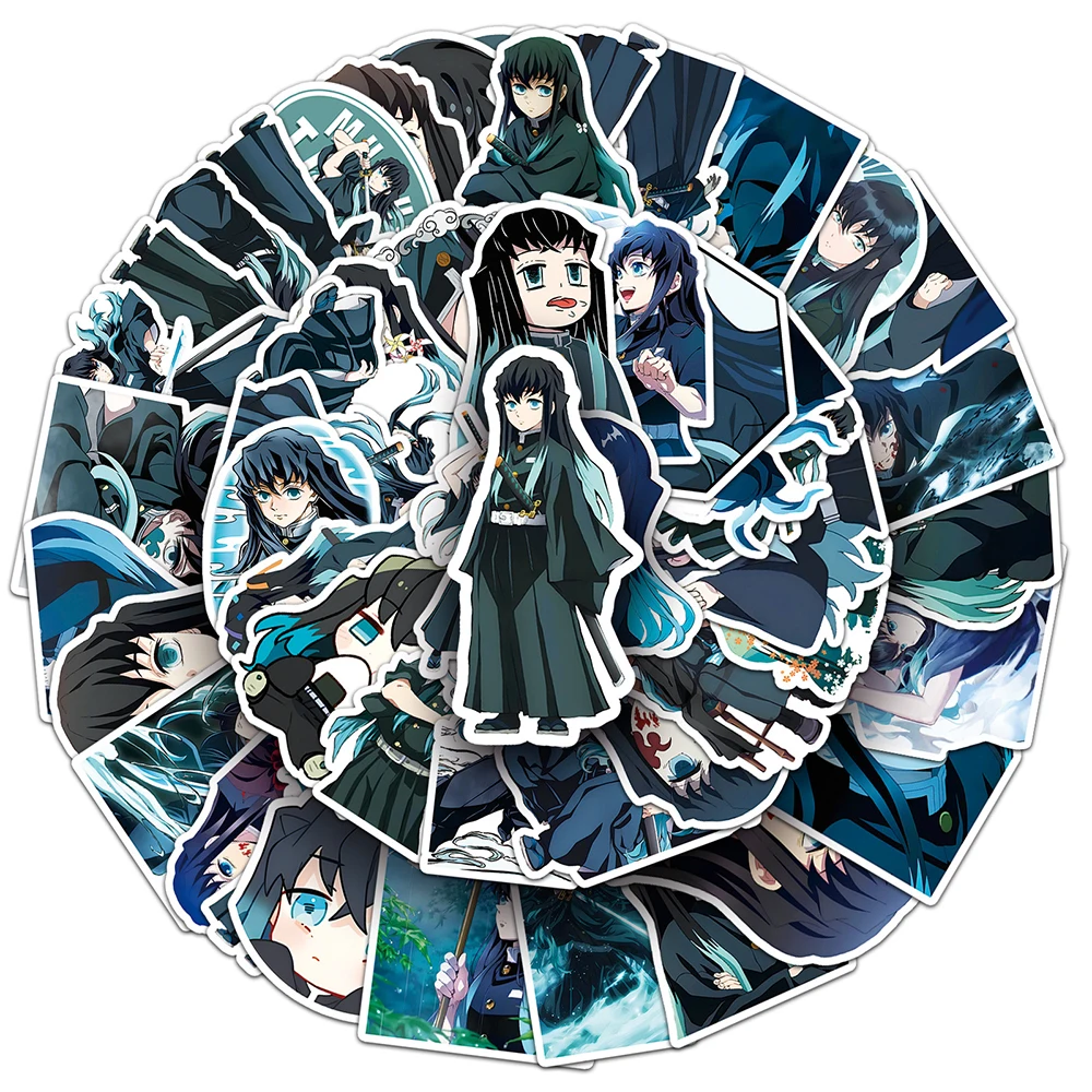 10/30/50pcs Demon Slayer Anime Tokitou Muichirou Stickers Cute Cartoon Characters Sticker Suitcase Laptop Phone Decals Wholesale