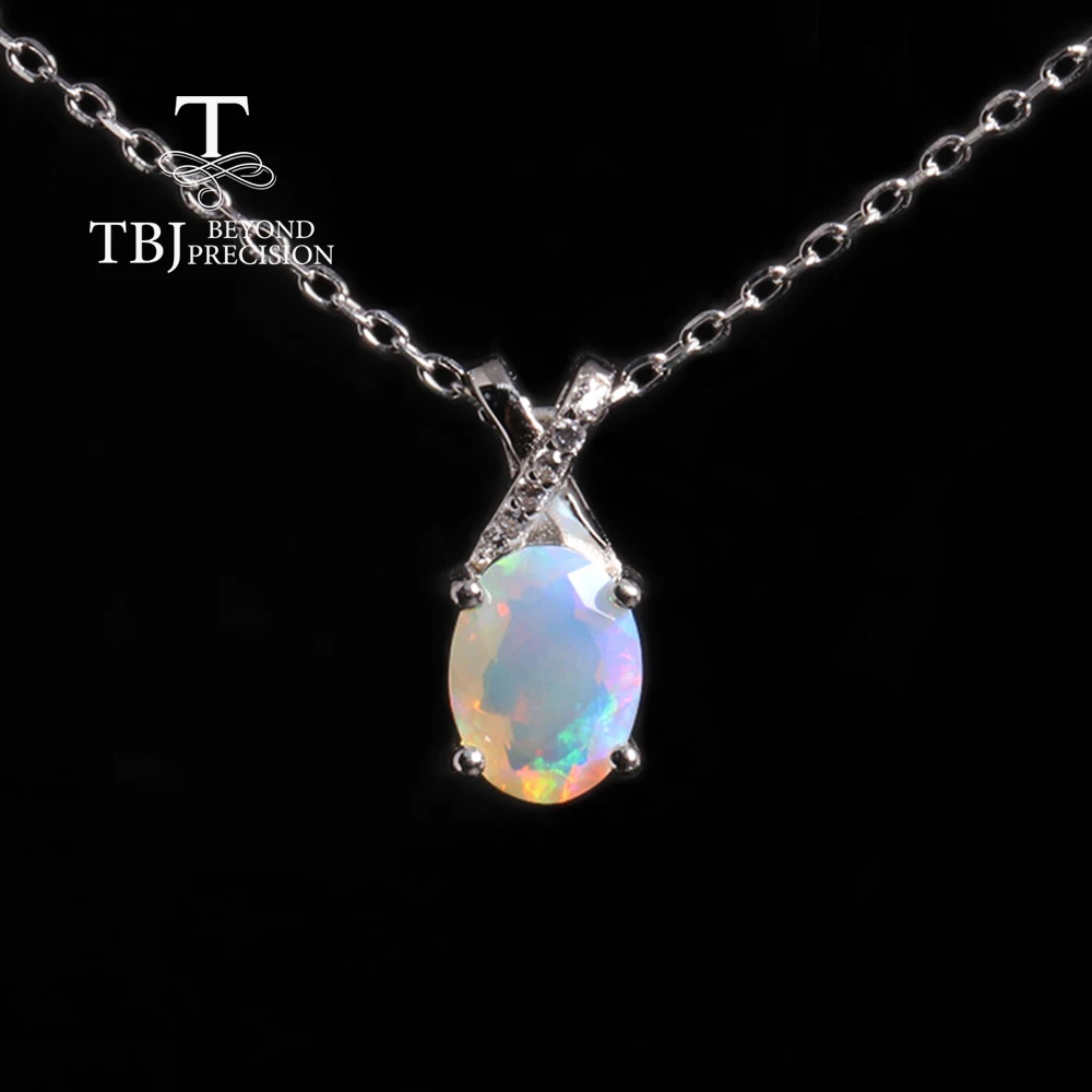 2026, Simple October Birthstone Natural Opal Drop Pendant Necklace 925 silver fine jewelry for women and girls holiday gifts