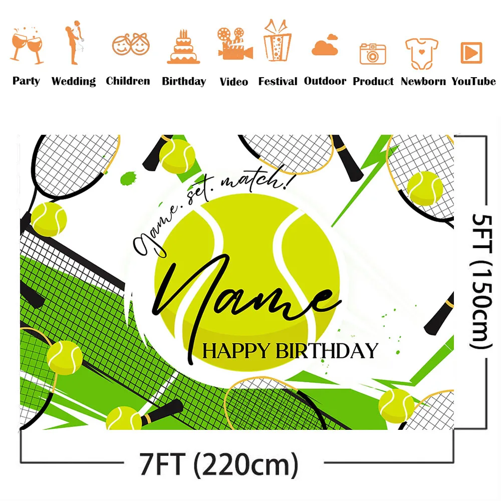 Tennis Balls Game Match Photo Background Happy Birthday Theme Party Decoration Backdrop Newborn Kids Photo Booth Props