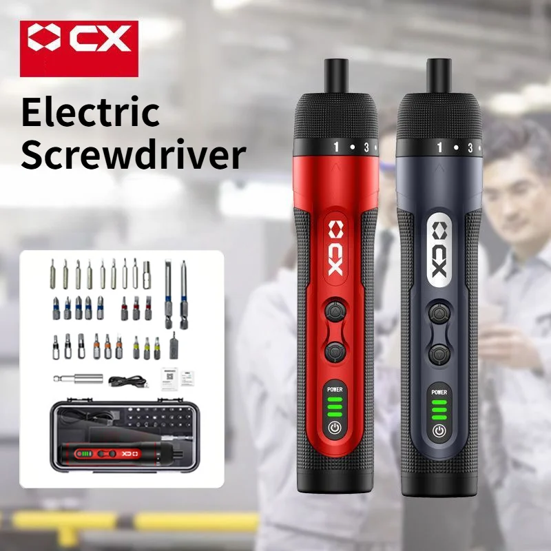 CX Mini Electrical Screwdriver Set Smart Cordless Electric Screw Driver USB Rechargeable 30 Bit Set Electrical Drill Tool Handle