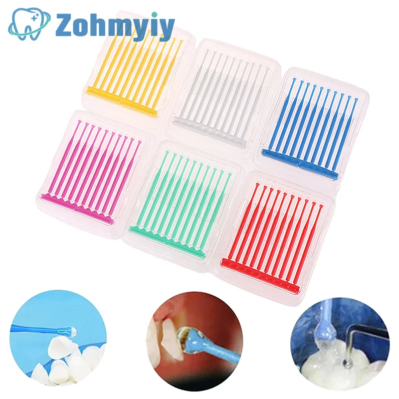 10Pcs/Box Dental Disposable Micro Applicator Brush Stick Adhesive Tip Applicator For Tooth Crown Porcelain Veneer Dentistry