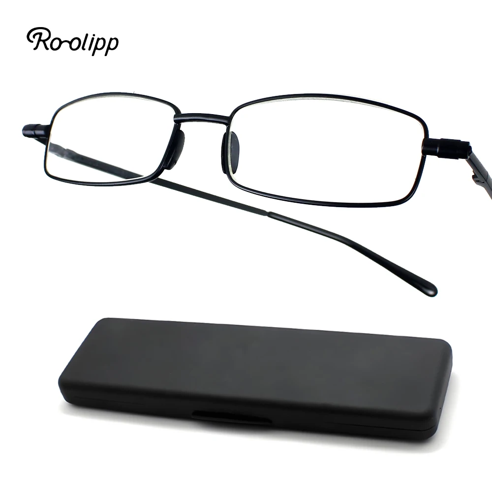 

Ultra Thin Reading Glasses men with Portable Flat Case Lightweight Metal Frame Portable Readers for Clear Vision +1.00 to +3.50