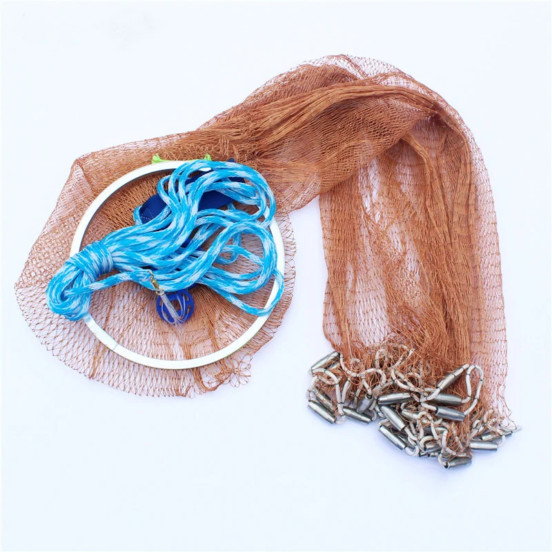 Lawaia Fishing Net Multifilament Throw Cast Net Iron Sinkers Aluminum Ring Multi Size Tackle Braided Line Model 180cm-720cm