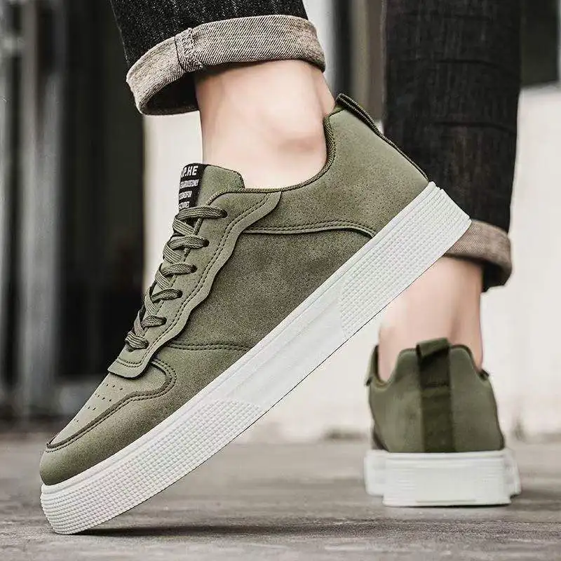 Large Size 39- 48 Comfortable Flat Bottom Skateboarding Shoes Men Outdoor Sport PU Leather Sneakers Man Versatile Casual Loafers
