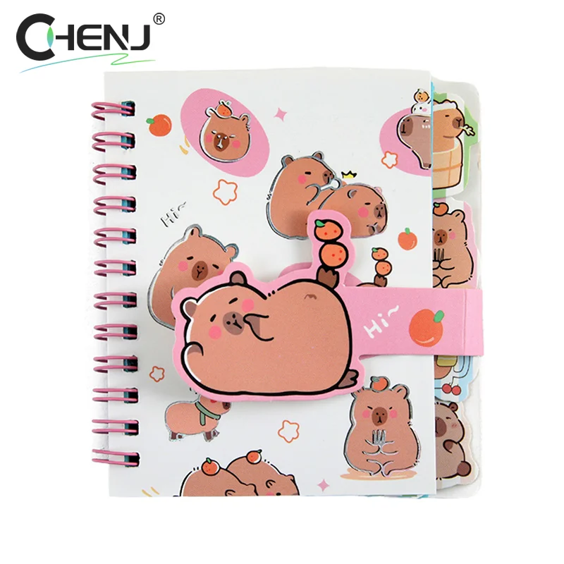 Cute Capybara Coil Book A7 Loose-Leaf Notebook Notepad Learn Stationery Planner Diary Weekly Planner School Supplies Gifts